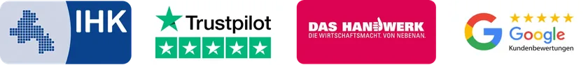 Meisterbetrieb seit 1996 · IHK eingetragen · Berufshaftpflicht 5 Mio. €